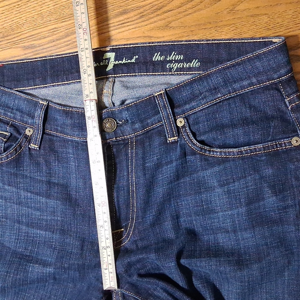 7 FOR ALL MANKIND Womens Jeans 31 BLUE Dark Wash Denim Preowned Used - Picture 4 of 7